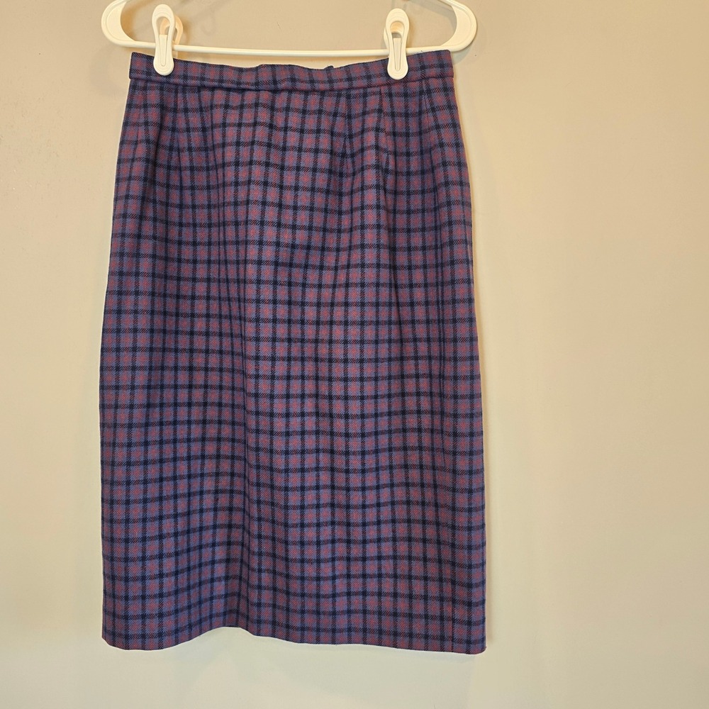 Pendleton Skirt Womens 10 Wool Purple Blue Plaid